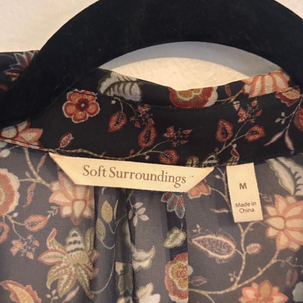 Soft Surroundings Sheer Floral Blouse Womens Medium Bell Sleeve Whimsigoth Top - Picture 4 of 6